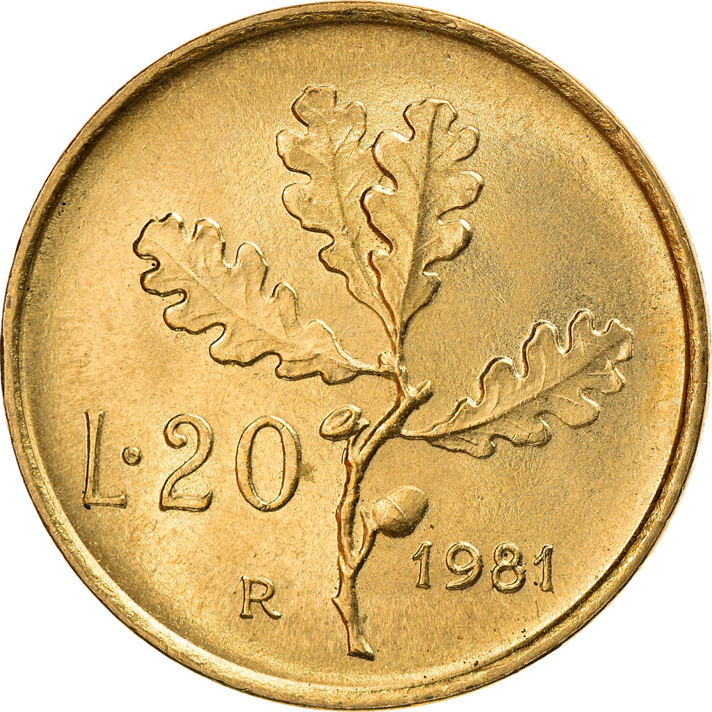 Moeda, Itália, 20 Lire, 1981, Rome, AU(55-58), Alumínio-Bronze, KM:97.2