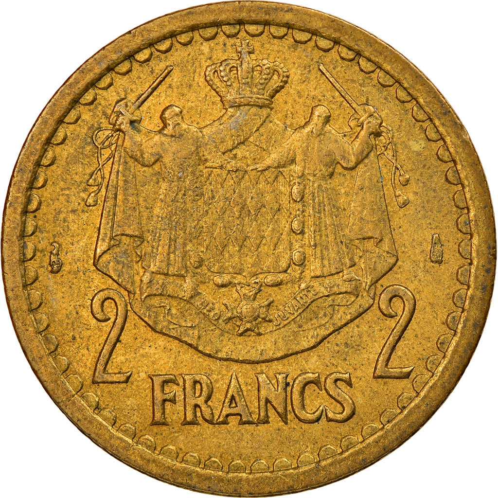 Münze, Monaco, 2 Francs, Undated (1943), SS, Aluminum-Bronze, Gadoury:MC 134
