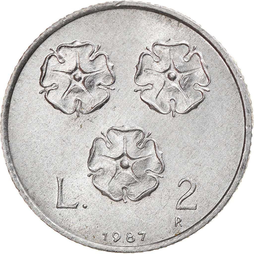 Münze, San Marino, 2 Lire, 1987, Rome, VZ, Aluminium, KM:202