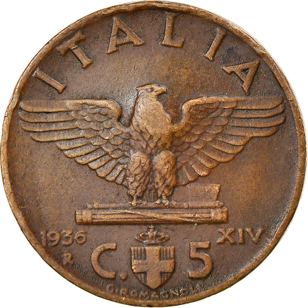 Moneta, Italia, Vittorio Emanuele III, 5 Centesimi, 1936, Rome, MB, Bronzo