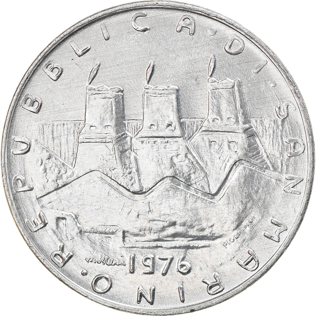 Münze, San Marino, 10 Lire, 1975, Rome, UNZ, Aluminium, KM:43