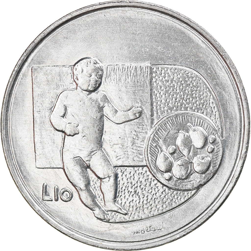 Münze, San Marino, 10 Lire, 1975, Rome, UNZ, Aluminium, KM:43