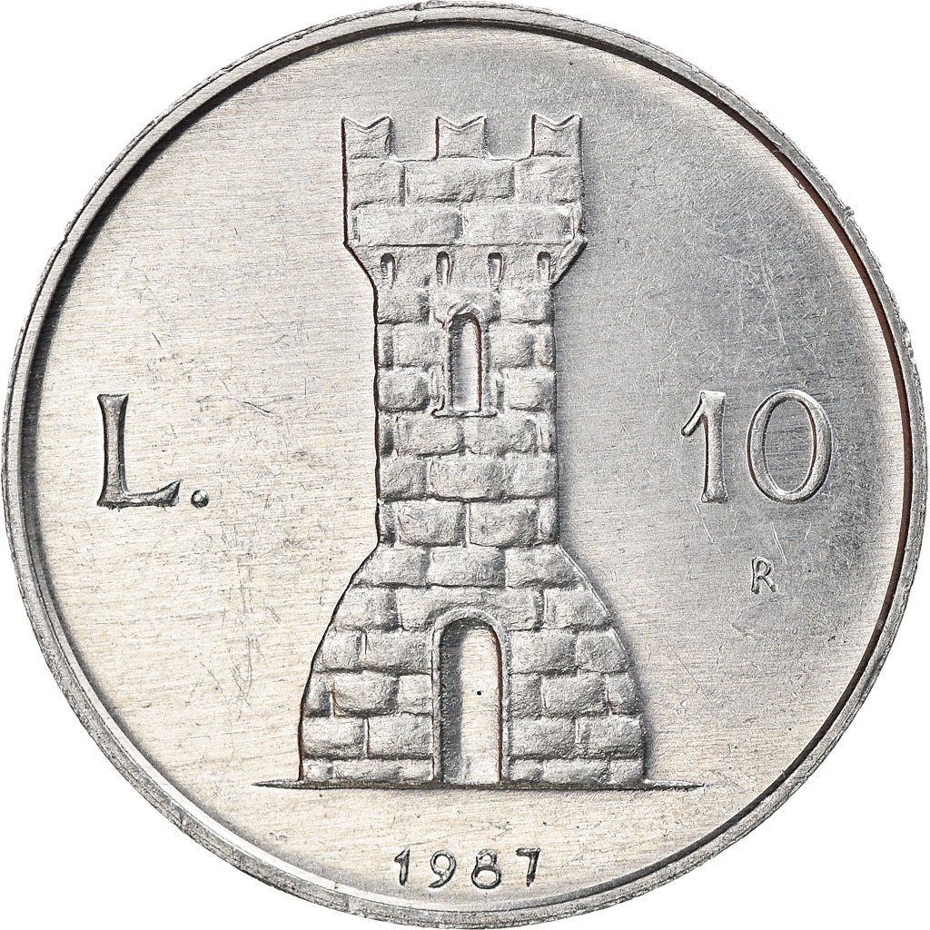 Coin, San Marino, 10 Lire, 1987, Rome, EF(40-45), Aluminum, KM:204