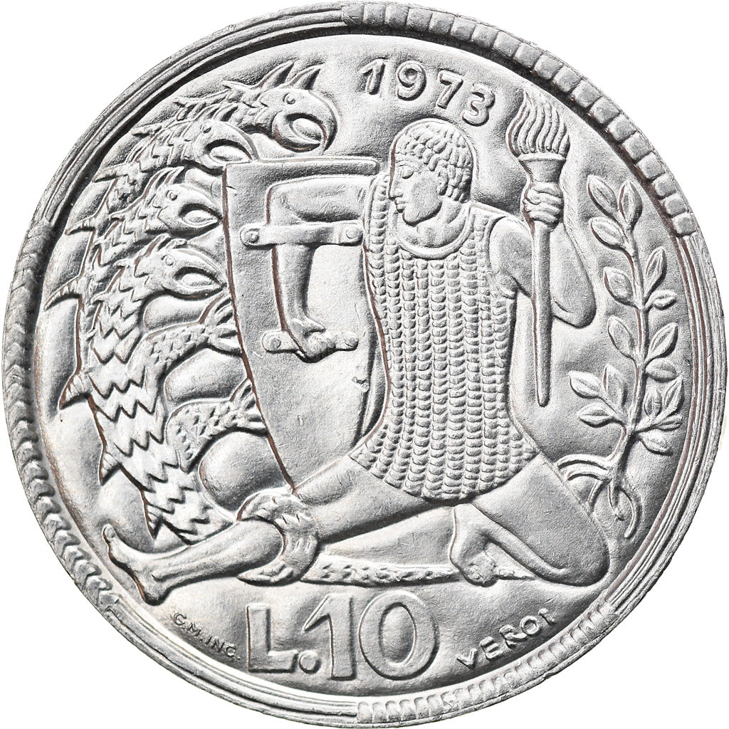 Moneta, San Marino, 10 Lire, 1973, SPL, Alluminio, KM:25