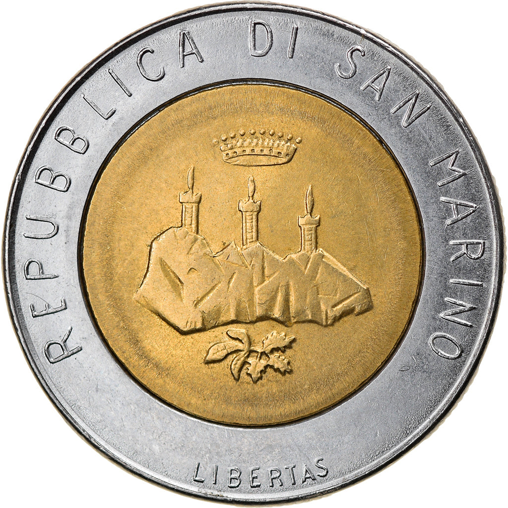 Moneda, San Marino, 500 Lire, 1986, Rome, MBC+, Bimetálico, KM:195