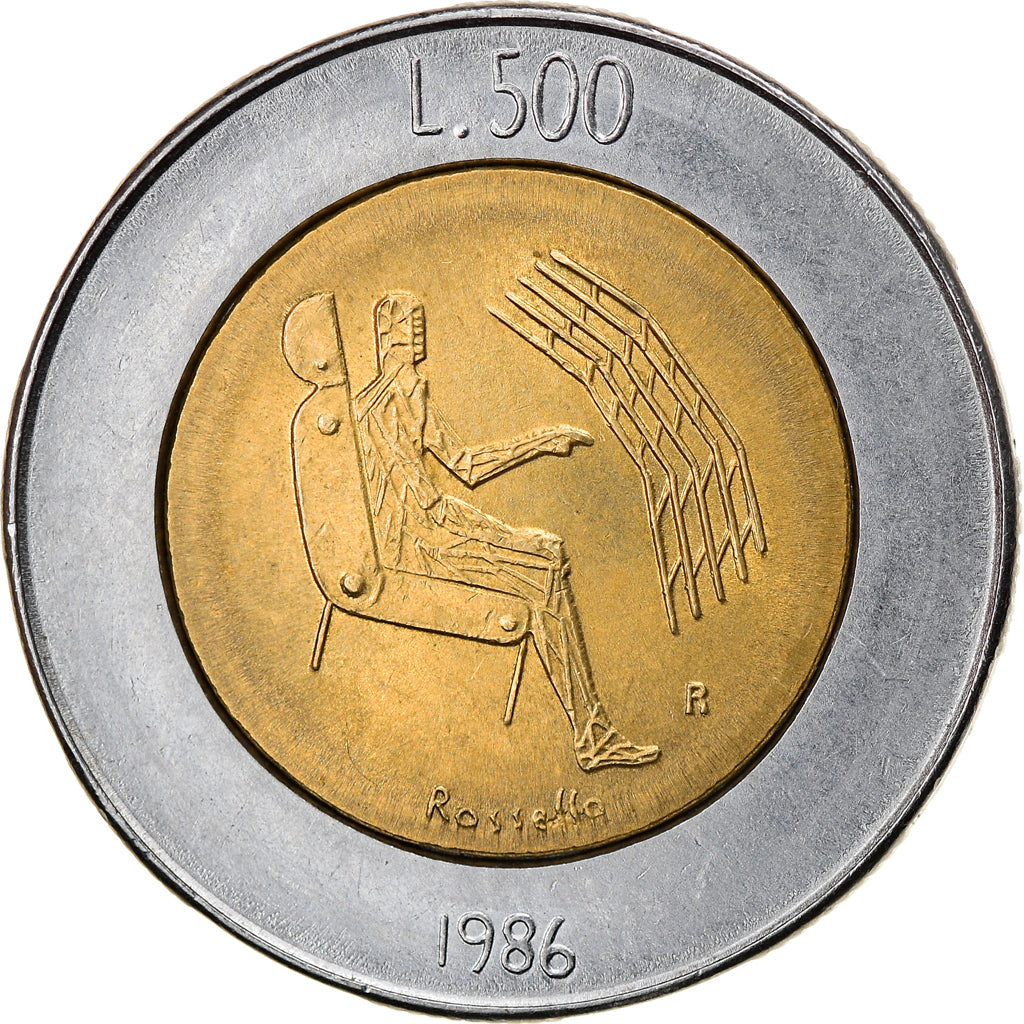 Moneda, San Marino, 500 Lire, 1986, Rome, MBC+, Bimetálico, KM:195