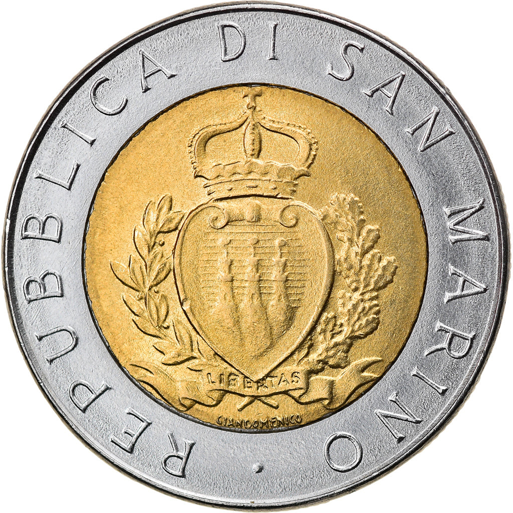 Moeda, San Marino, 500 Lire, 1987, Rome, AU(55-58), Bimetálico, KM:209