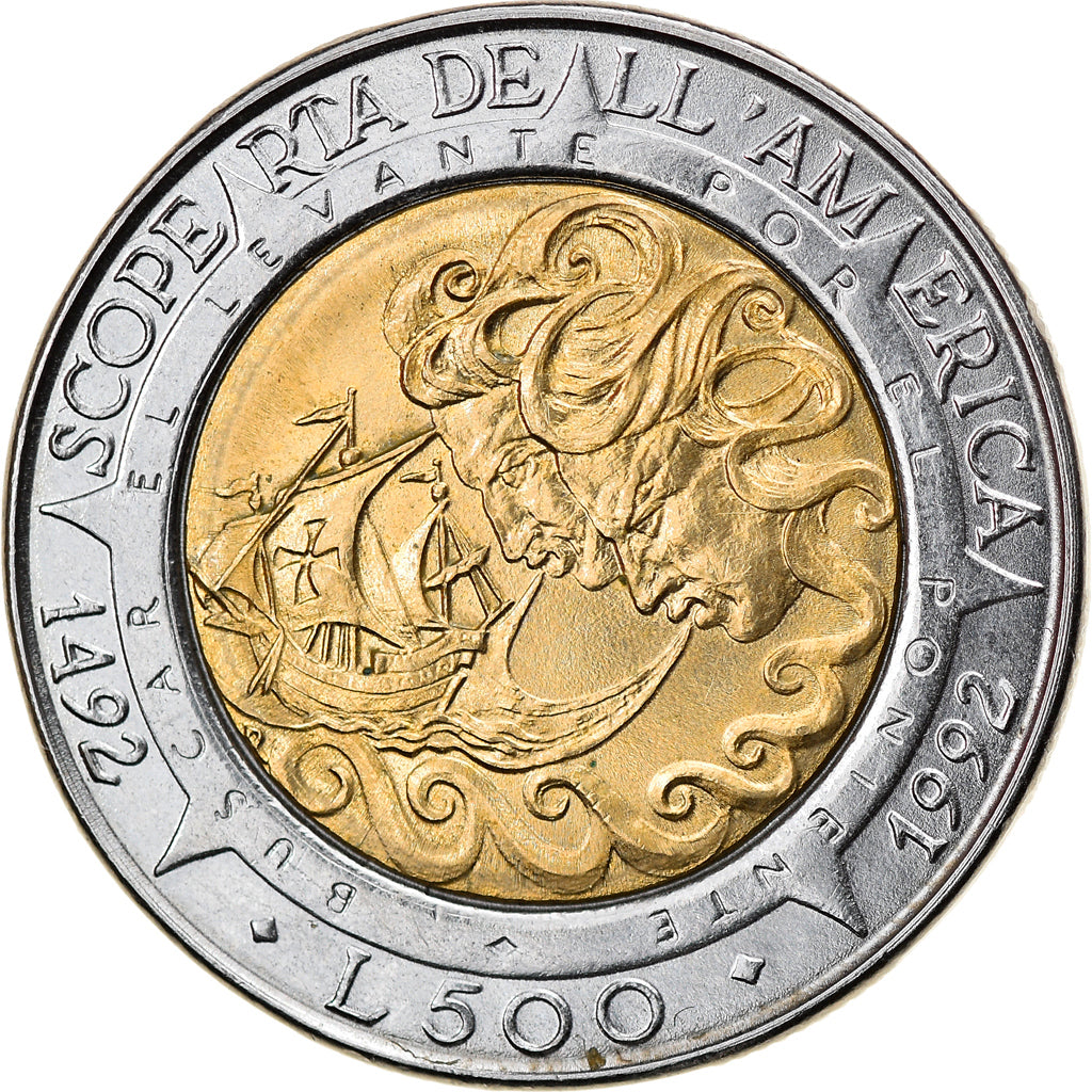 Münze, San Marino, 500 Lire, 1992, Rome, UNZ, Bi-Metallic, KM:286