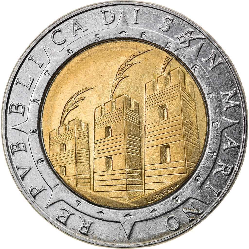 Coin, San Marino, 500 Lire, 1992, Rome, AU(55-58), Bi-Metallic, KM:286