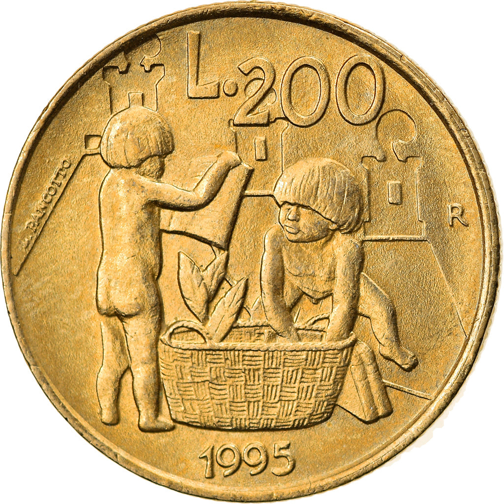 Münze, San Marino, 200 Lire, 1995, Rome, UNZ, Aluminum-Bronze, KM:329