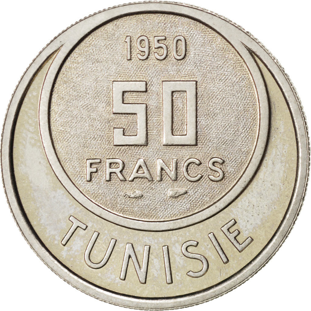 Coin, Tunisia, Muhammad al-Amin Bey, 50 Francs, 1950, Paris, MS(60-62)