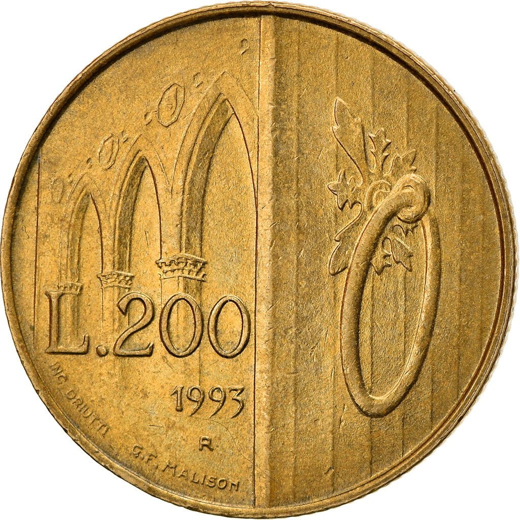 Munten, San Marino, 200 Lire, 1993, FR, Aluminum-Bronze, KM:300