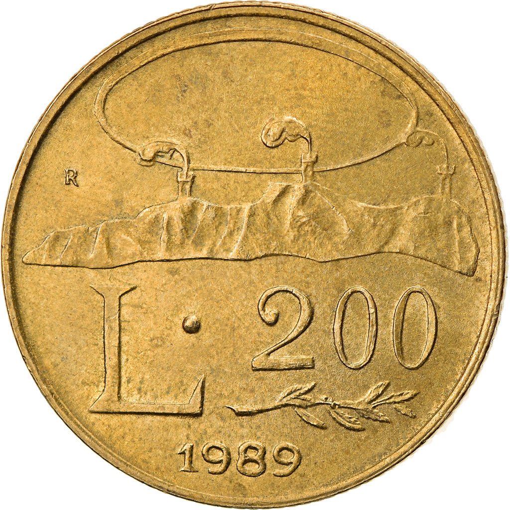 Münze, San Marino, 200 Lire, 1989, Rome, S+, Aluminum-Bronze, KM:238