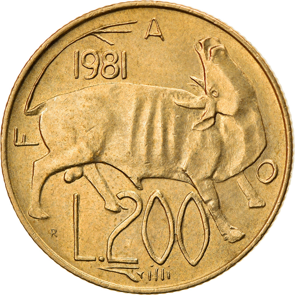 Münze, San Marino, 200 Lire, 1981, Rome, SS, Aluminum-Bronze, KM:123