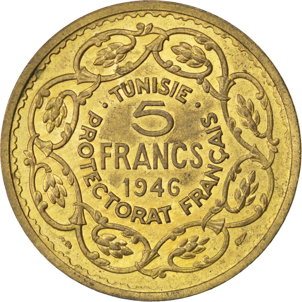 Münze, Tunesien, Muhammad al-Amin Bey, 5 Francs, 1946, Paris, SS+