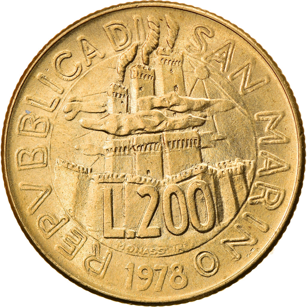 Moneda, San Marino, 200 Lire, 1978, Rome, EBC+, Aluminio - bronce, KM:83