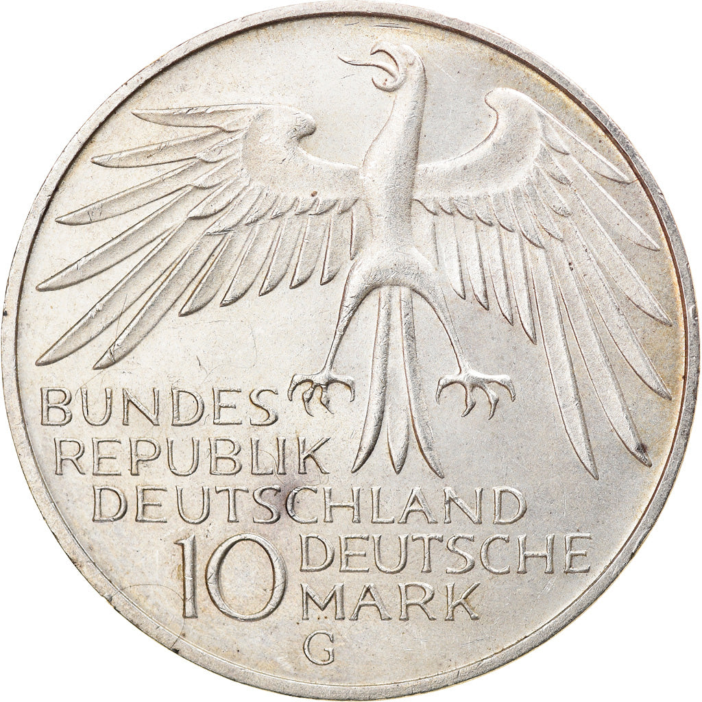 Monnaie, République fédérale allemande, 10 Mark, 1972, Karlsruhe, SUP
