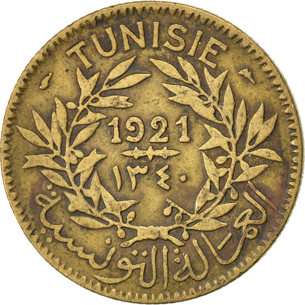 Coin, Tunisia, Anonymous, 2 Francs, 1921, VF(30-35), Aluminum-Bronze, KM:248