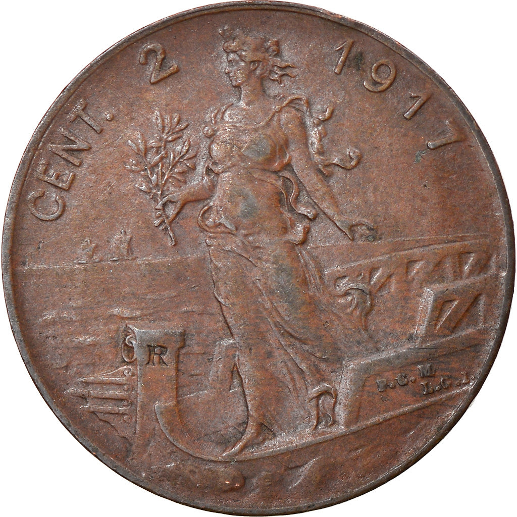 Moneta, Italia, Vittorio Emanuele III, 2 Centesimi, 1917, Rome, MB+, Bronzo