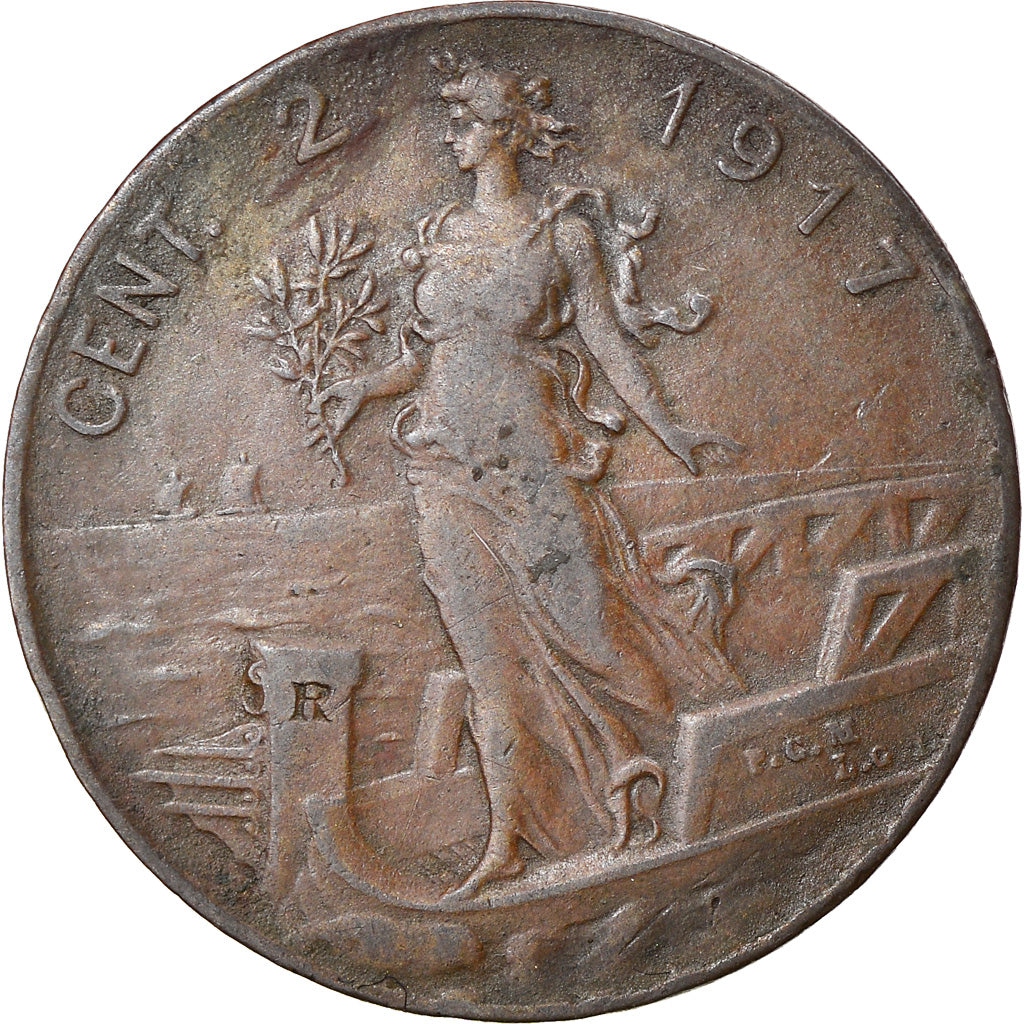 Moneta, Włochy, Vittorio Emanuele III, 2 Centesimi, 1917, Rome, VF(30-35)