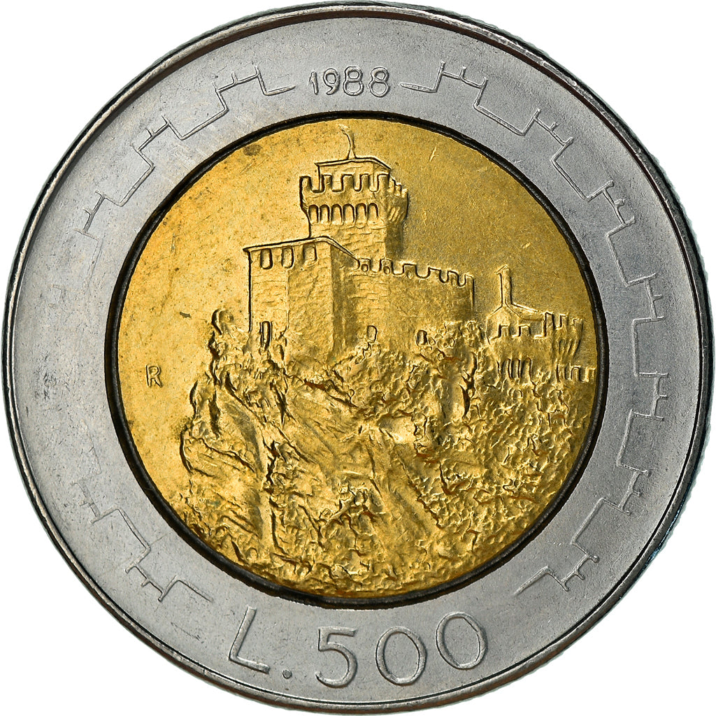 Moneta, San Marino, 500 Lire, 1988, Rome, VF(30-35), Bimetaliczny, KM:226