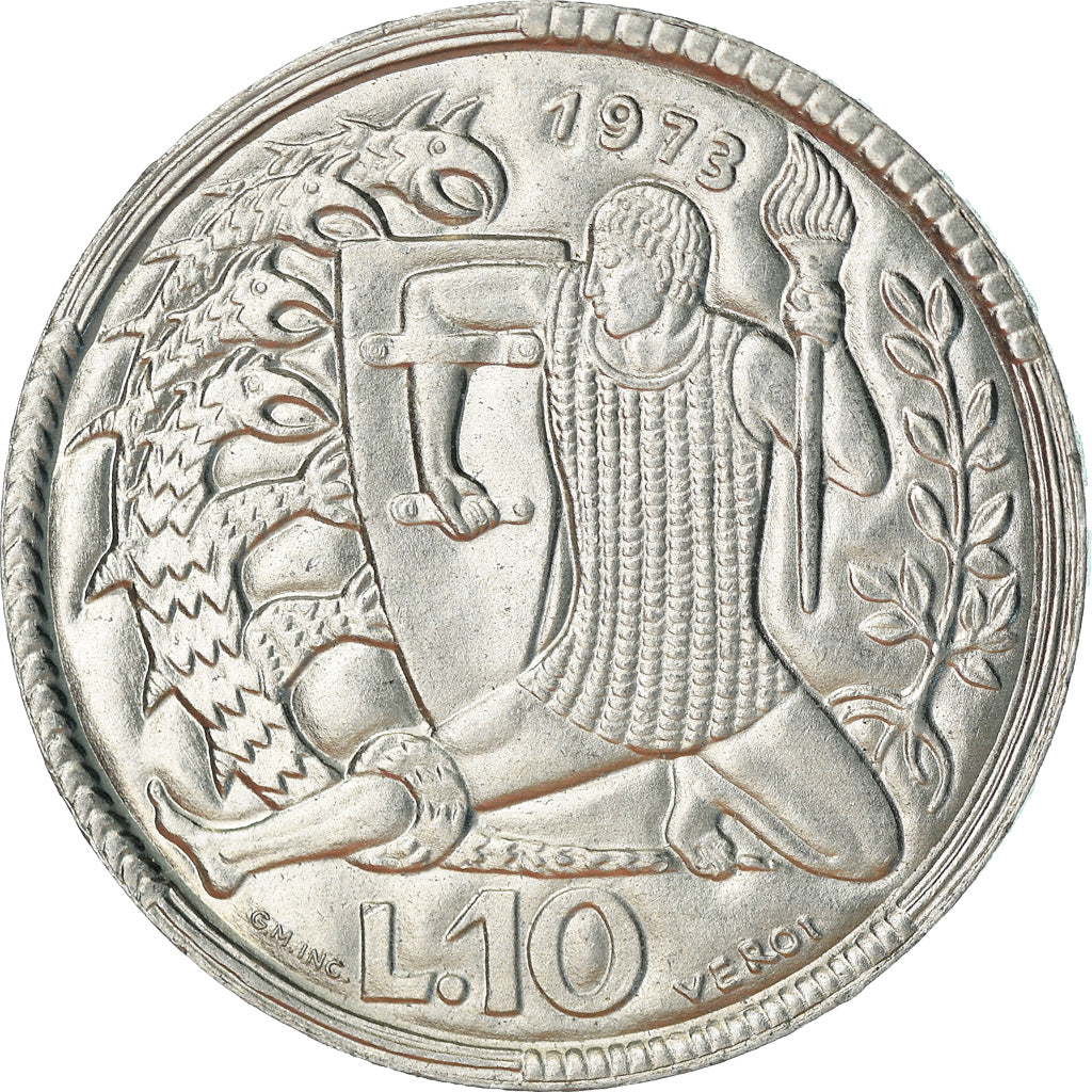 Münze, San Marino, 10 Lire, 1973, Rome, VZ+, Aluminium, KM:25