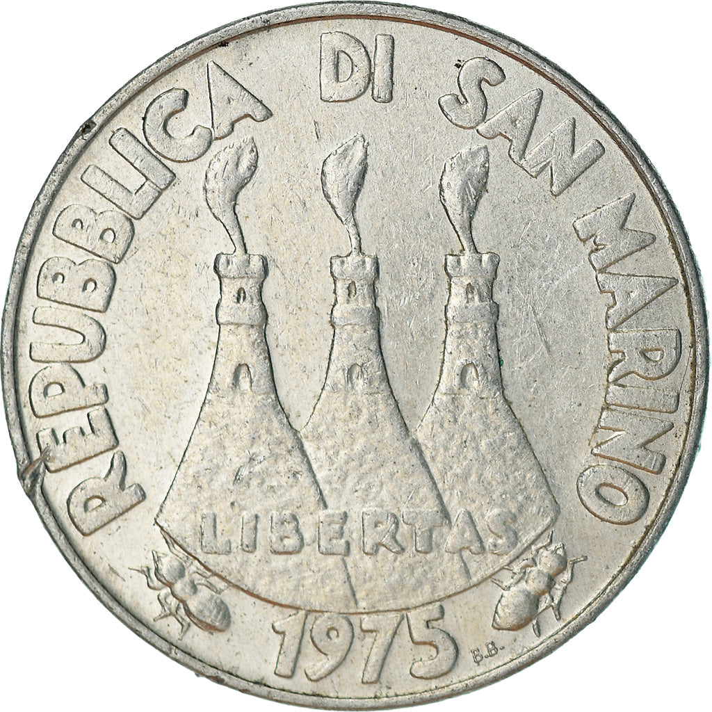 Moneta, San Marino, 10 Lire, 1975, Rome, BB, Alluminio, KM:43
