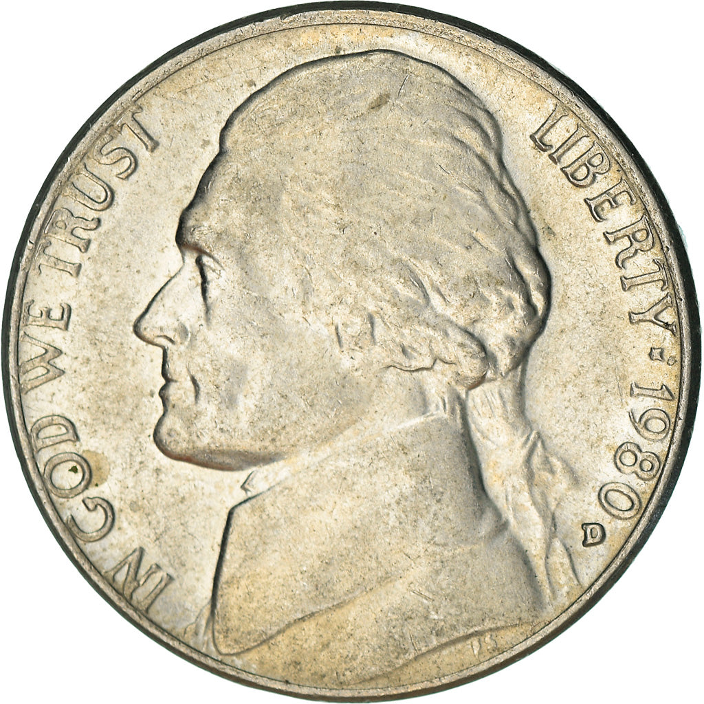 Moneta, USA, 5 Cents, 1980, Denver, EF(40-45), Miedź-Nikiel, KM:A192