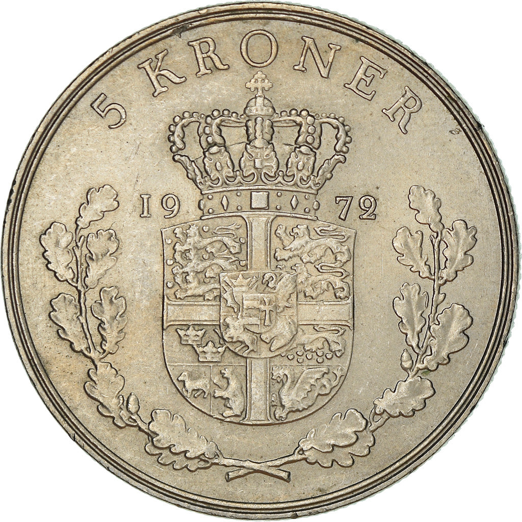 Coin, Denmark, Frederik IX, 5 Kroner, 1972, Copenhagen, AU(50-53)