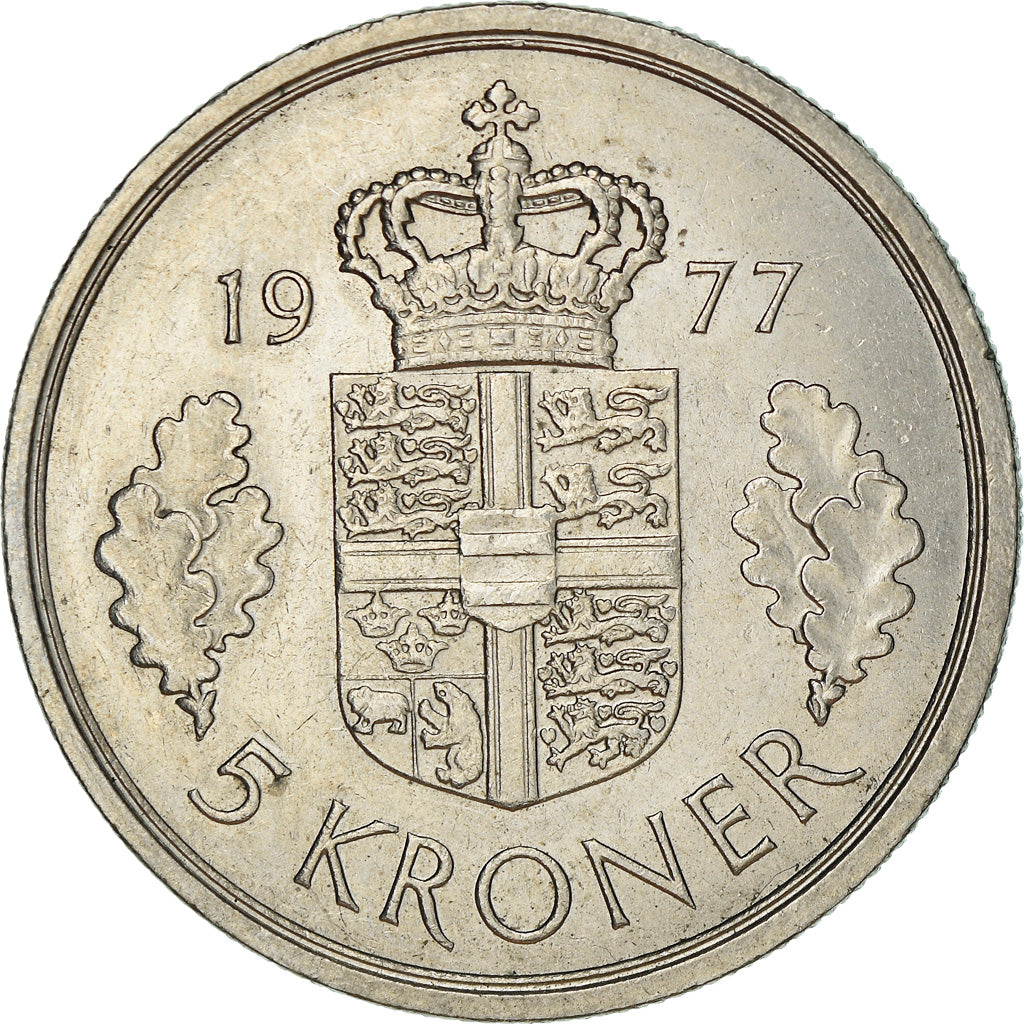 Moneta, Dania, Margrethe II, 5 Kroner, 1977, Copenhagen, EF(40-45)