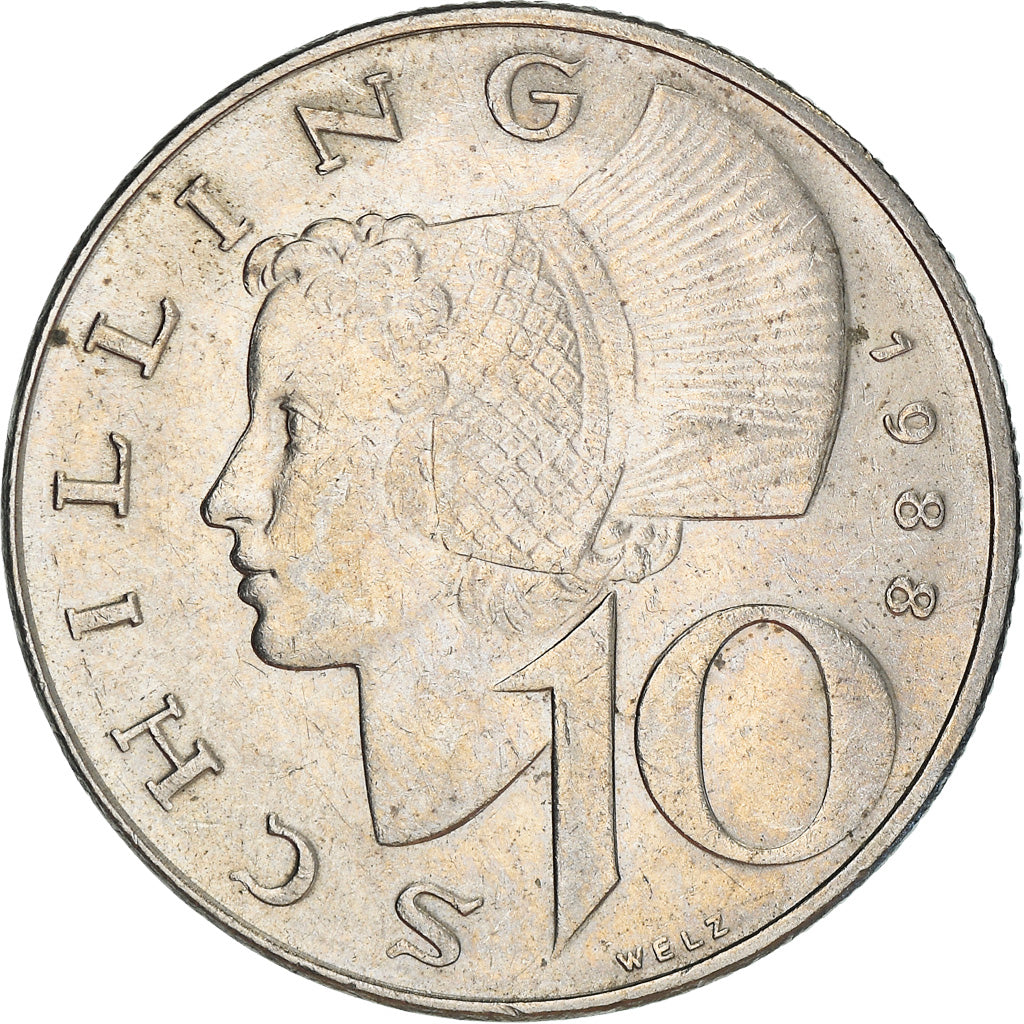 Münze, Österreich, 10 Schilling, 1988, SS+, Copper-Nickel Plated Nickel