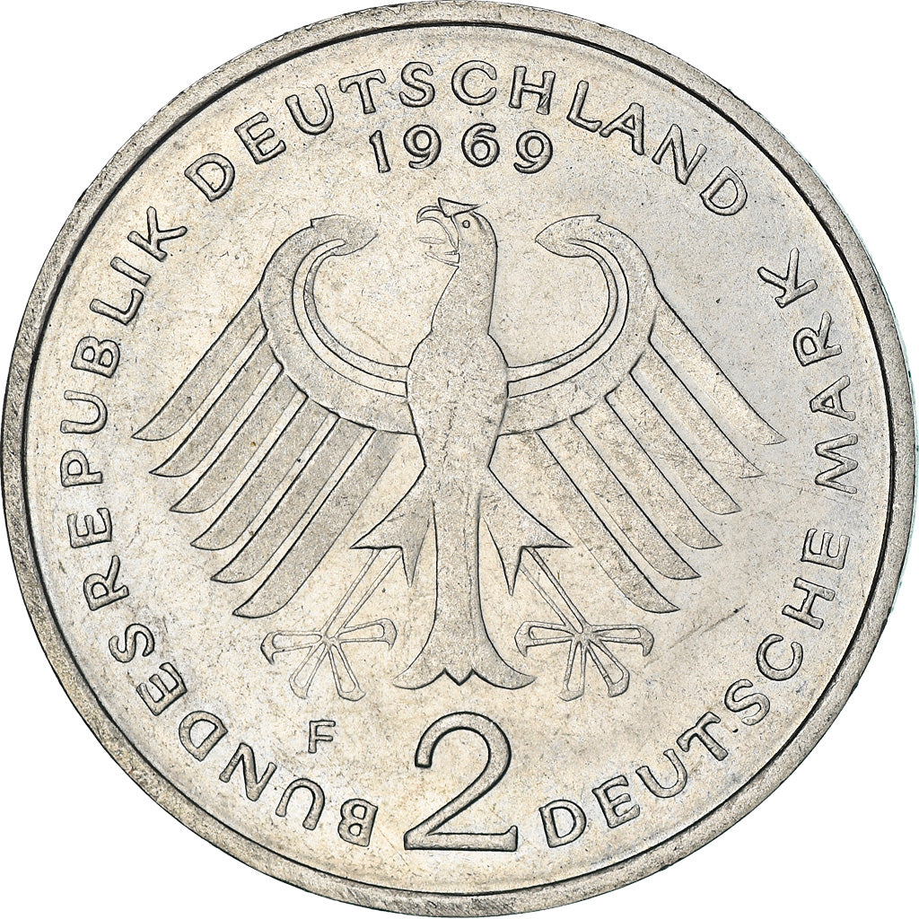 Moneta, GERMANIA - REPUBBLICA FEDERALE, 2 Mark, 1969, Stuttgart, BB