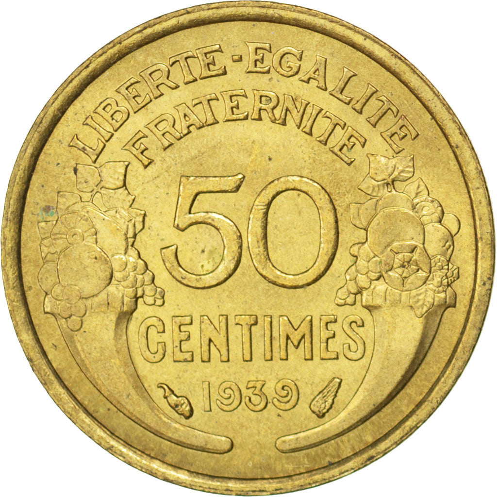 Coin, France, Morlon, 50 Centimes, 1939, MS(60-62), Aluminum-Bronze, KM:894.1