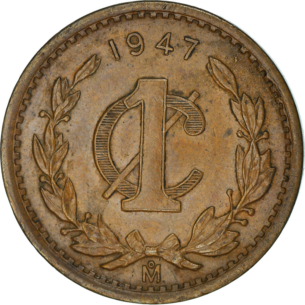 Moneda, México, Centavo, 1947, MBC, Bronce, KM:415