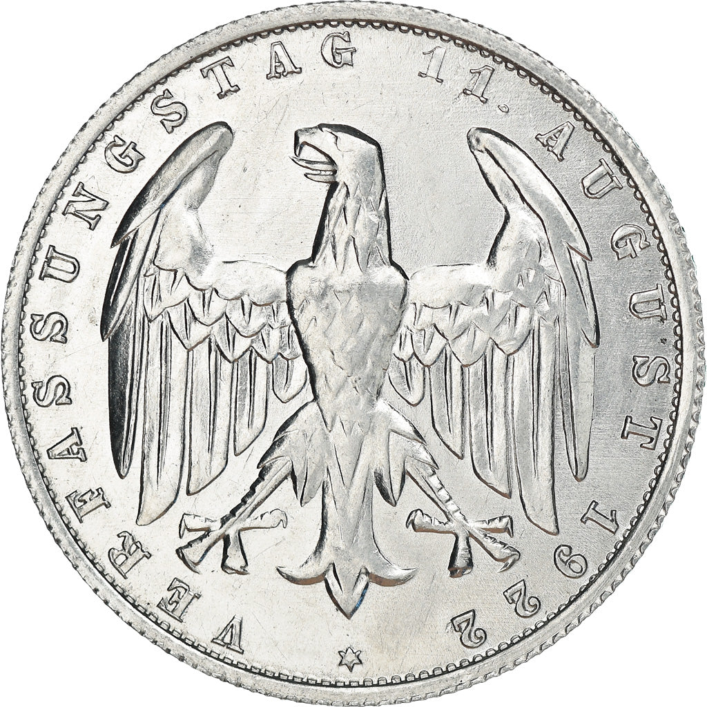 Coin, GERMANY, WEIMAR REPUBLIC, 3 Mark, 1922, Berlin, AU(50-53), Aluminum, KM:28