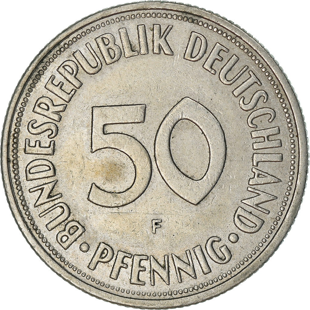 Moneta, Niemcy - RFN, 50 Pfennig, 1967, Stuttgart, EF(40-45), Miedź-Nikiel