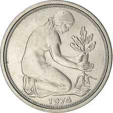 Moneta, GERMANIA - REPUBBLICA FEDERALE, 50 Pfennig, 1974, Stuttgart, BB+