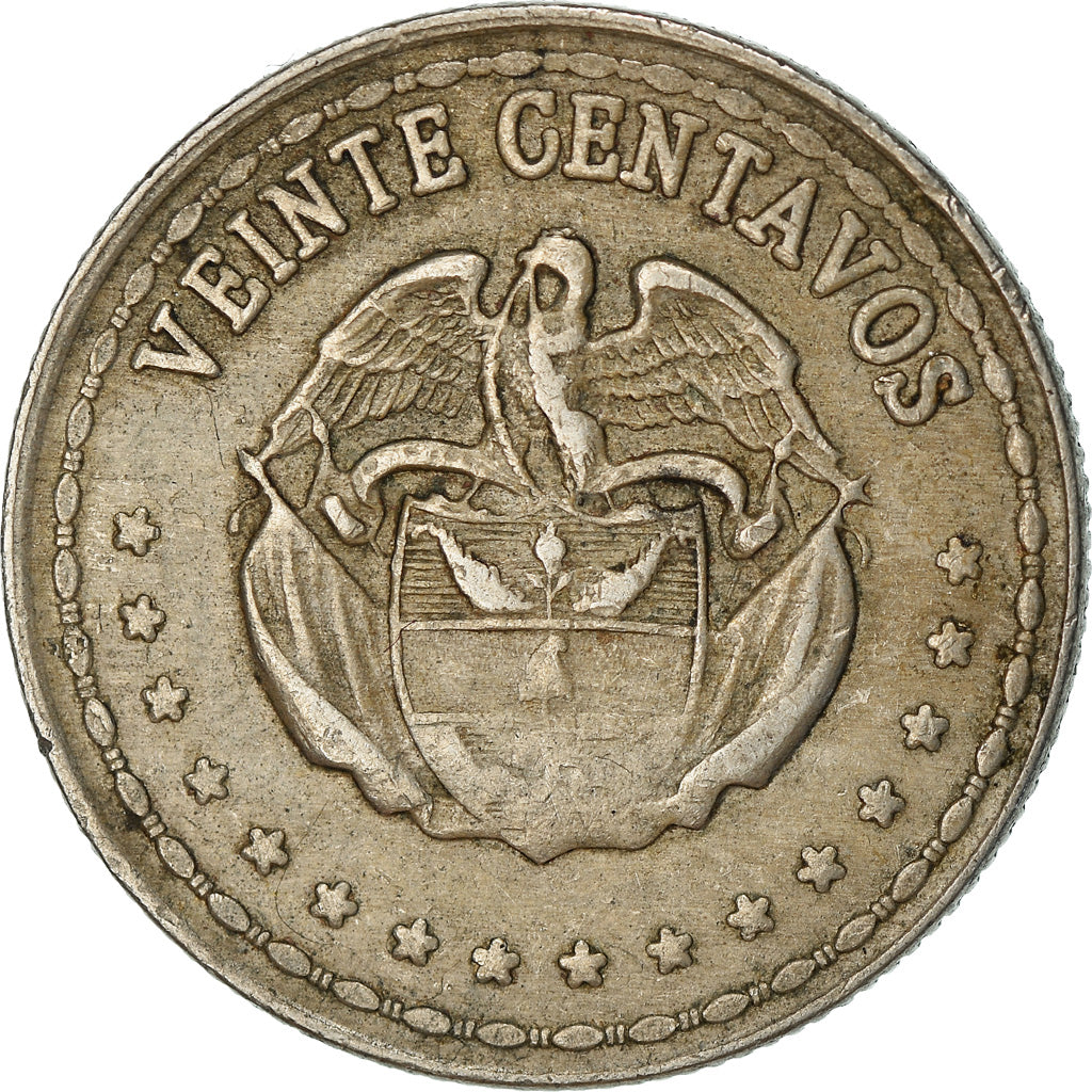 Moneta, Colombia, 20 Centavos, 1966, BB, Rame-nichel, KM:215.3