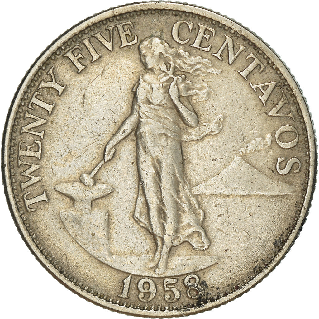 Moneta, Filippine, 25 Centavos, 1958, BB, Rame-nichel-zinco, KM:189.1