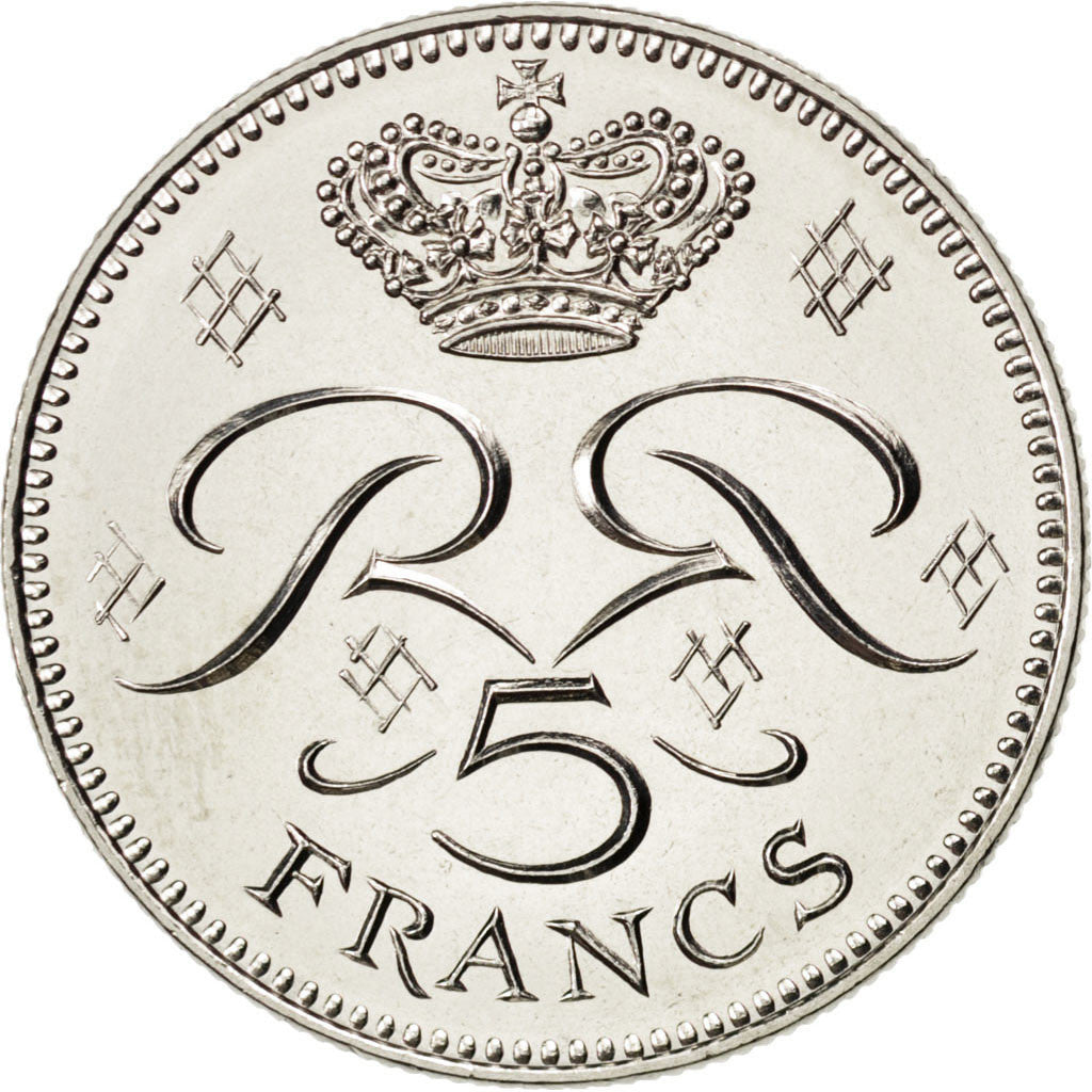 Coin, Monaco, Rainier III, 5 Francs, 1976, MS(63), Copper-nickel, KM:150