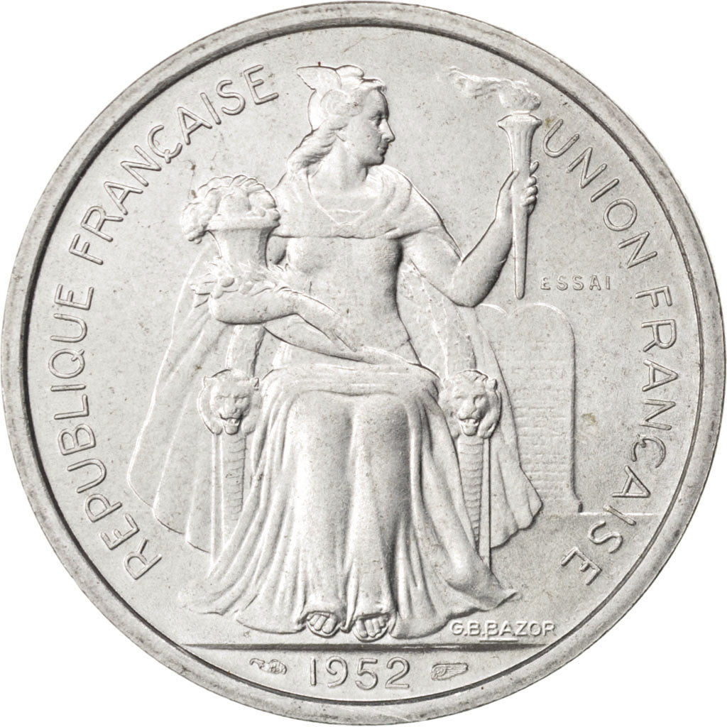 Coin, New Caledonia, 5 Francs, 1952, Paris, MS(60-62), Aluminum, KM:E10