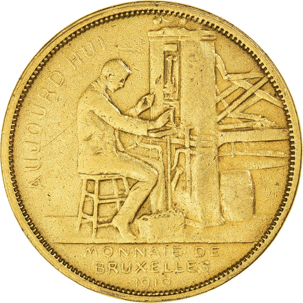 Belgio, ficha, La Monnaie de Bruxelles, 1910, Michaux, BB, Rame dorato