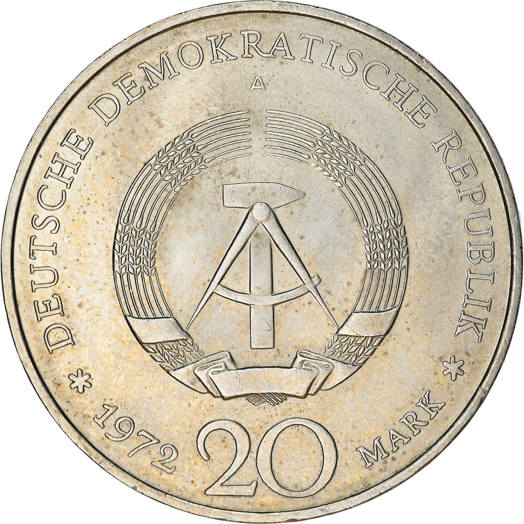 Moneda, REPÚBLICA DEMOCRÁTICA ALEMANA, 20 Mark, 1972, Berlin, MBC+, Cobre -