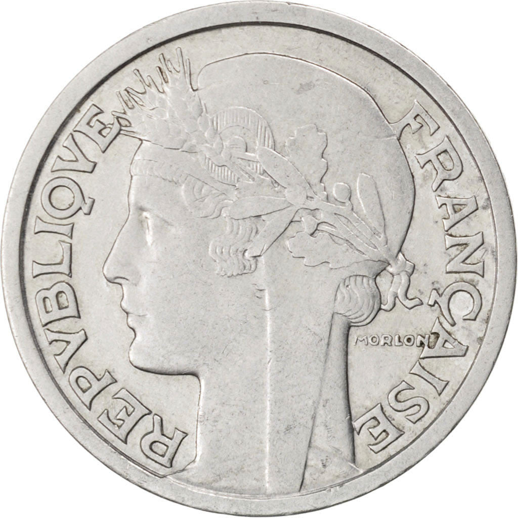 Coin, France, Morlon, 2 Francs, 1944, EF(40-45), Aluminum, KM:886a.1