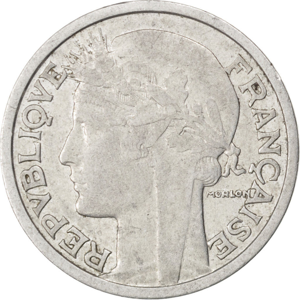 Coin, France, Morlon, 2 Francs, 1946, Beaumont le Roger, EF(40-45), Aluminum