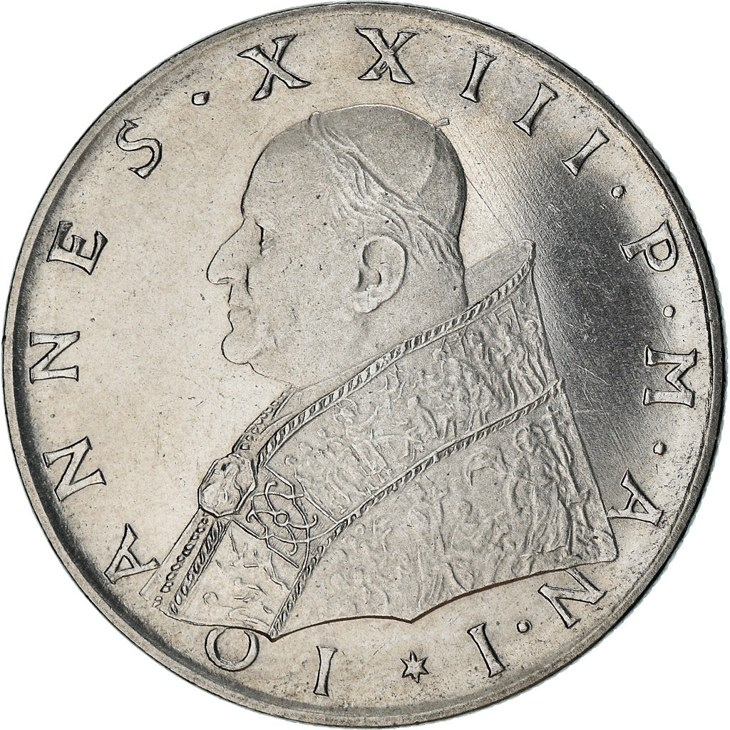 Coin, VATICAN CITY, John XXIII, 100 Lire, 1959, AU(50-53), Stainless Steel