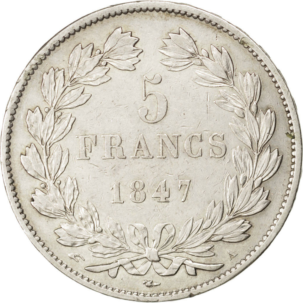 Coin, France, Louis-Philippe, 5 Francs, 1847, Paris, AU(50-53), Silver
