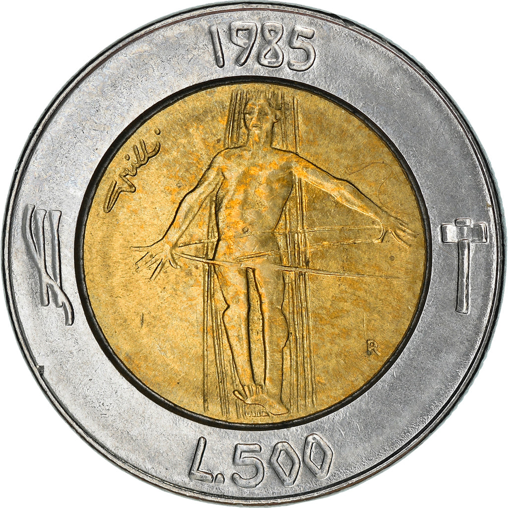 Moneta, San Marino, 500 Lire, 1985, EF(40-45), Bimetaliczny, KM:181