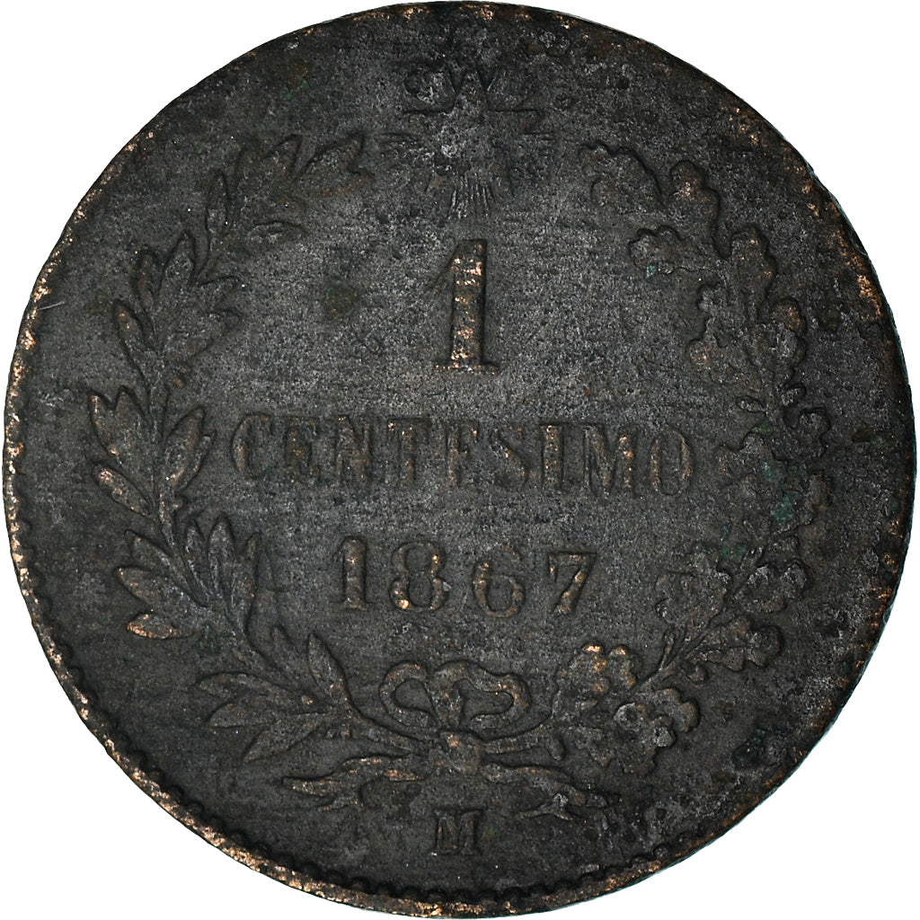 Monnaie, Italie, Vittorio Emanuele II, Centesimo, 1867, Milan, B+, Cuivre