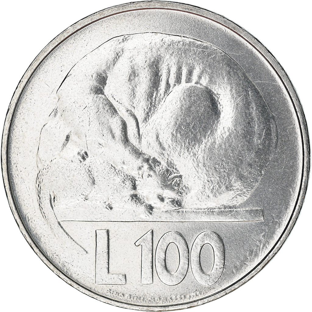 Coin, San Marino, 100 Lire, 1975, MS(63), Steel, KM:46